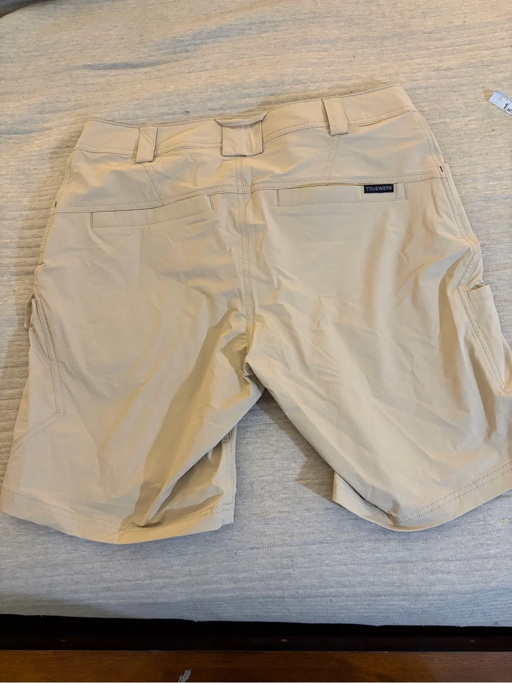 NWT TRUEWERK T1 WerkShort Light Khaki 34x9 Men’s Stretch Cargo Work Shorts